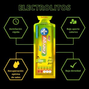 Productos de nutrición deportiva para ciclistas, geles energéticos y bebidas isotónicas